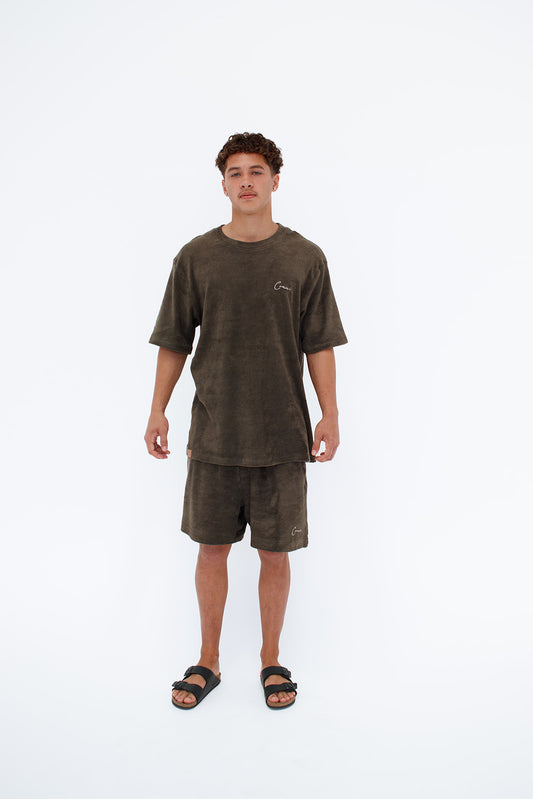 LIFESTYLE TERRY TOWEL TEE - OLIVE *PRE-ORDER ARRIVING MID NOVEMBER