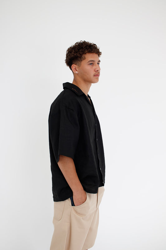 WEEKENDER LINEN SHIRT - BLACK